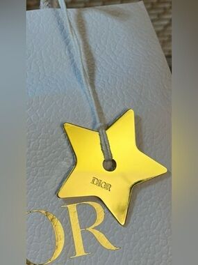 DIOR Gold Star Bag Charm Engraved Logo Metal Charm